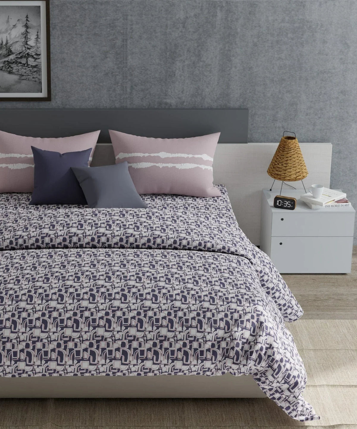 Enera Everyday Collection Marley Lavender Color King Size Bedsheet Set - enera