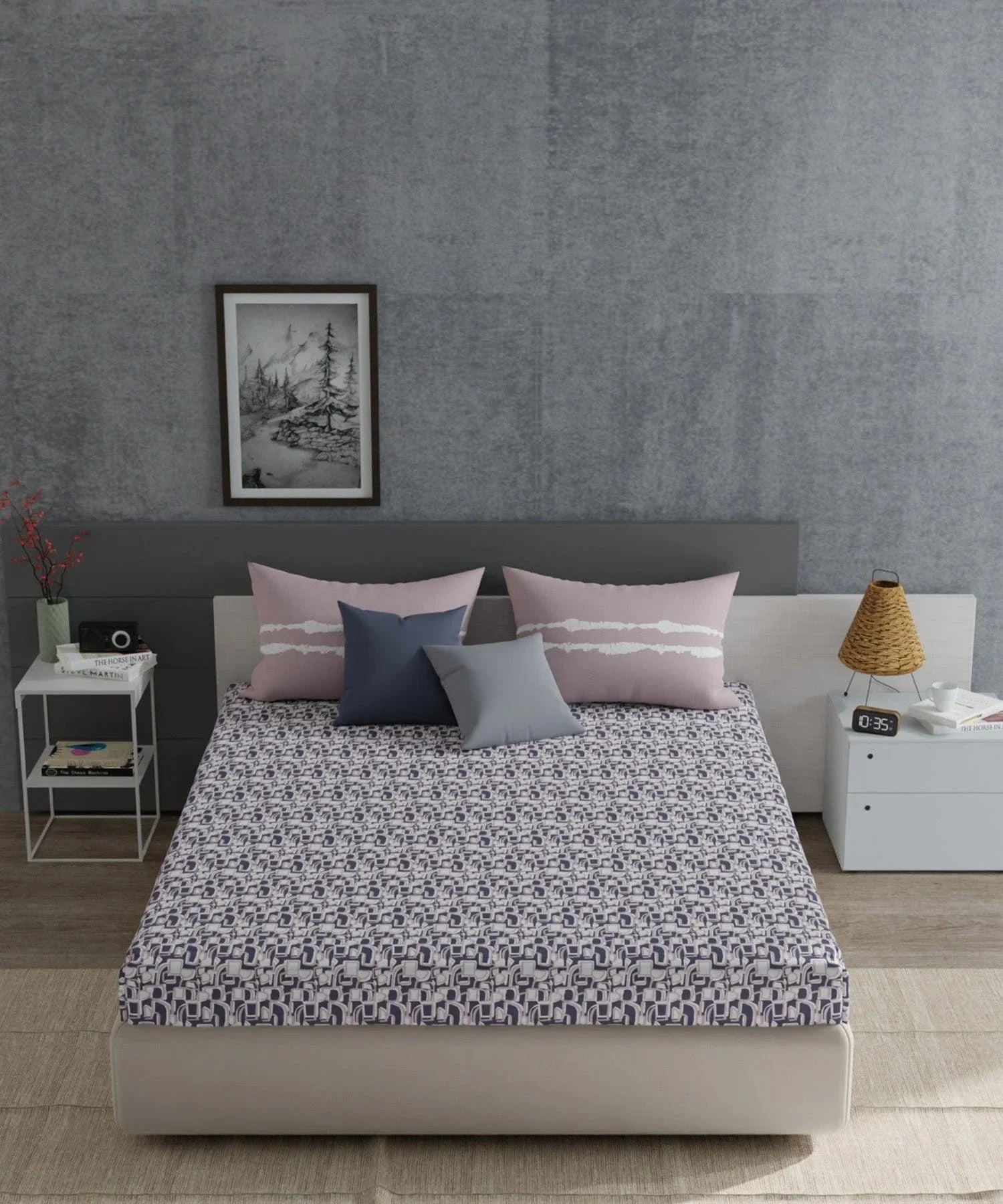 Enera Everyday Collection Marley Lavender Color King Size Bedsheet Set - enera