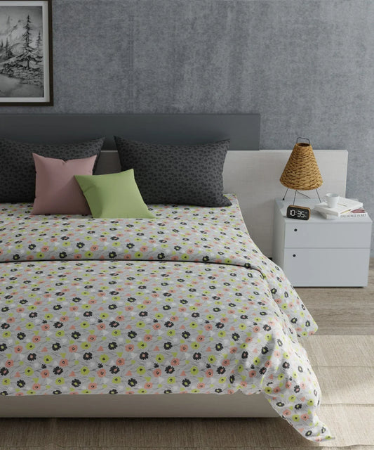 Enera Everyday Collection Daffodil Charcoal Color King Size Bedsheet Set - enera
