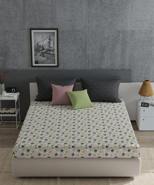 Enera Everyday Collection Daffodil Charcoal Color King Size Bedsheet Set - enera