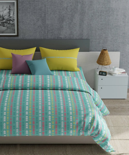Enera Everyday Collection Cross-Road Teal Color King Size Bedsheet Set - enera