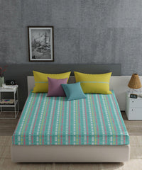 Enera Everyday Collection Cross-Road Teal Color King Size Bedsheet Set - enera