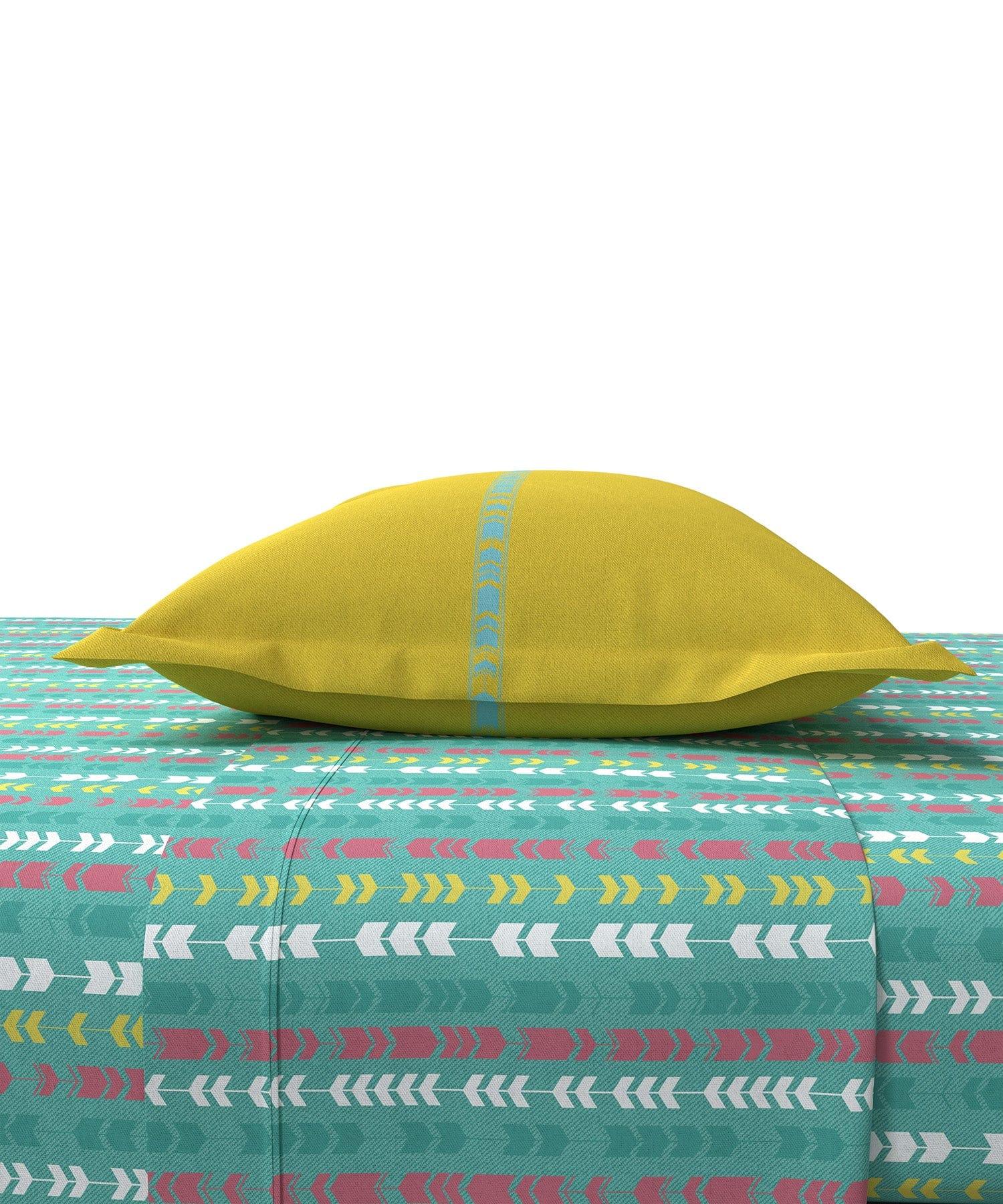 Enera Everyday Collection Cross-Road Teal Color King Size Bedsheet Set - enera
