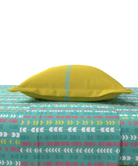 Enera Everyday Collection Cross-Road Teal Color King Size Bedsheet Set - enera