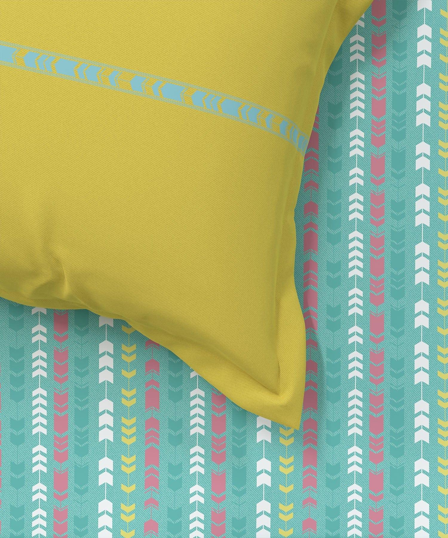 Enera Everyday Collection Cross-Road Teal Color King Size Bedsheet Set - enera