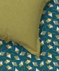 Enera Everyday Collection Green Color King Size Bedsheet Set - enera