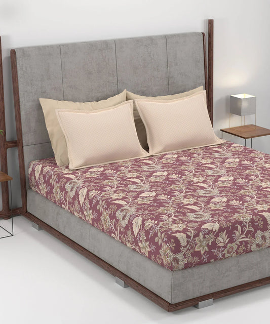 Enera Home Essential Collection Elaila Mauve Color King Size Bedsheet Set - enera