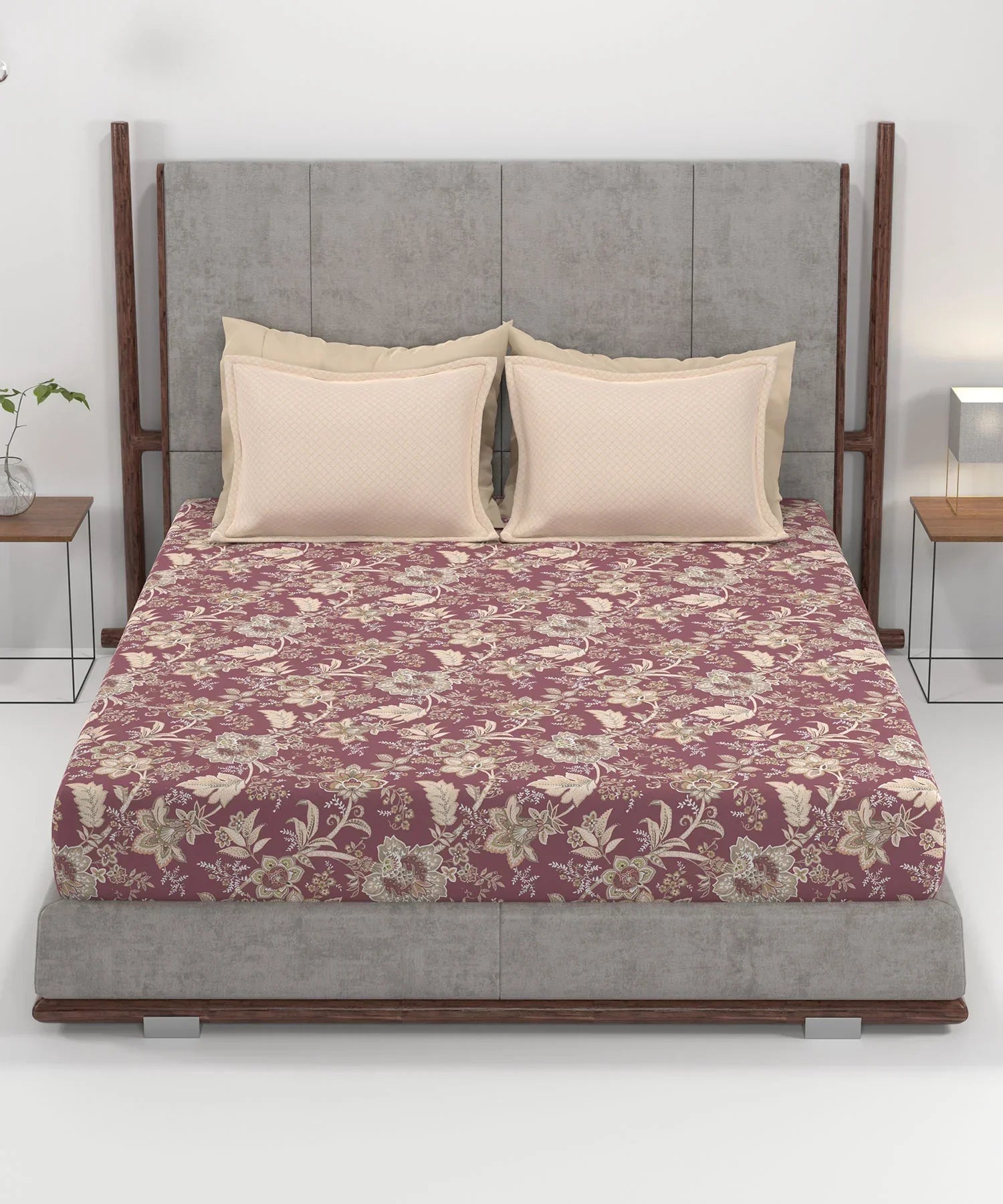 Enera Home Essential Collection Elaila Mauve Color King Size Bedsheet Set - enera