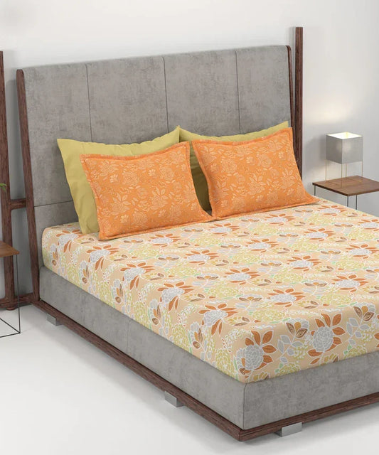 Enera Home Essential Collection Saher Orange Color King Size Bedsheet Set - enera