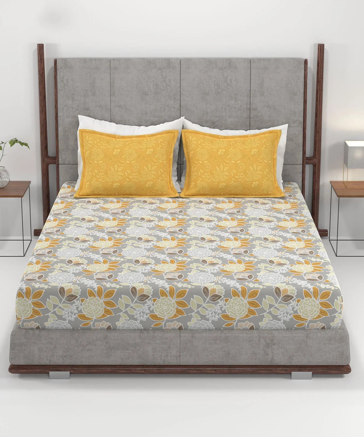 Enera Home Essential Collection Saher Yellow Color King Size Bedsheet Set - enera