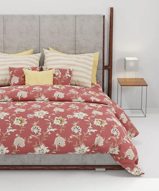 Enera Home Essential Collection Yasmin Red Color King Size Bedsheet Set - enera