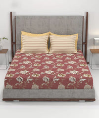Enera Home Essential Collection Yasmin Red Color King Size Bedsheet Set - enera