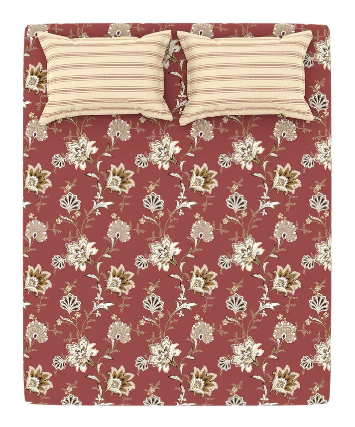 Enera Home Essential Collection Yasmin Red Color King Size Bedsheet Set - enera