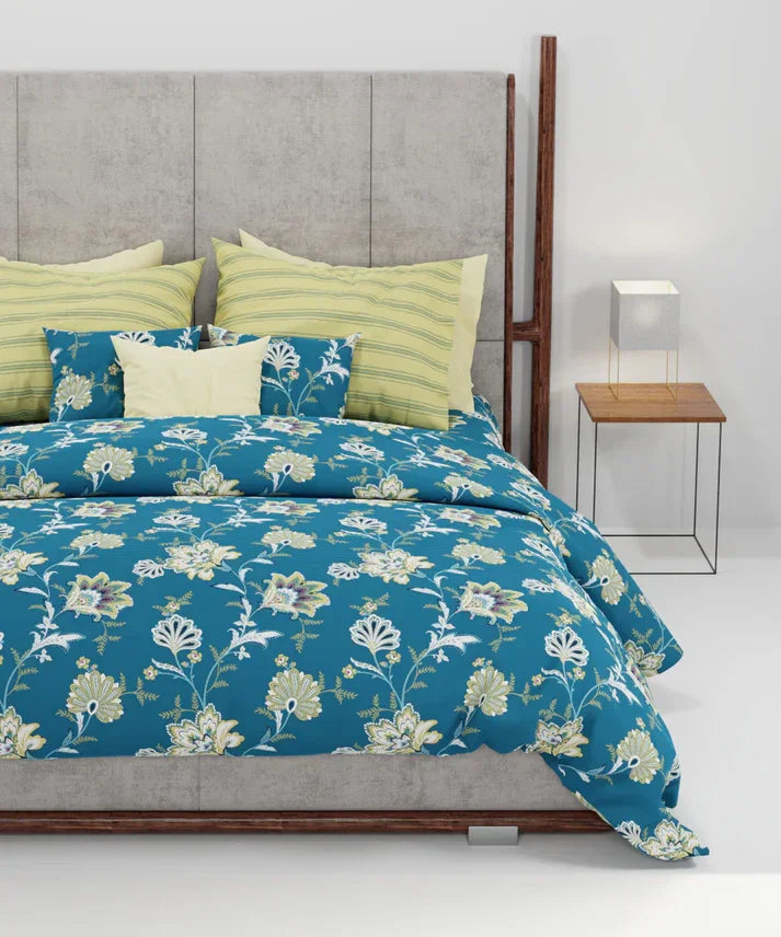 Enera Home Essential Collection Yasmin Teal Color King Size Bedsheet Set - enera