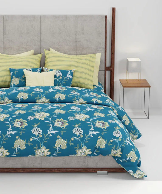 Enera Home Essential Collection Yasmin Teal Color King Size Bedsheet Set - enera