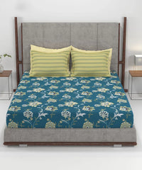 Enera Home Essential Collection Yasmin Teal Color King Size Bedsheet Set - enera