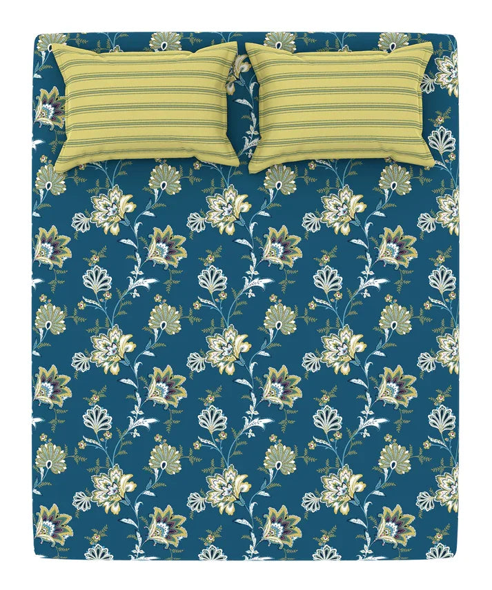 Enera Home Essential Collection Yasmin Teal Color King Size Bedsheet Set - enera