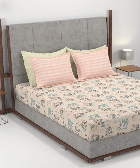 Enera Home Essential Collection Nayra Peach Color King Size Bedsheet Set - enera