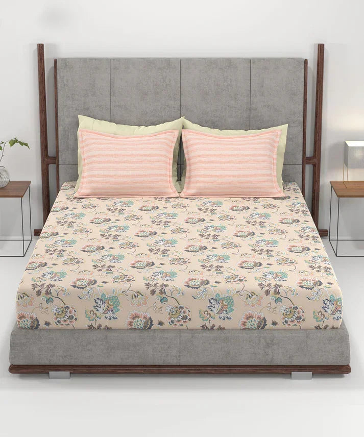 Enera Home Essential Collection Nayra Peach Color King Size Bedsheet Set - enera