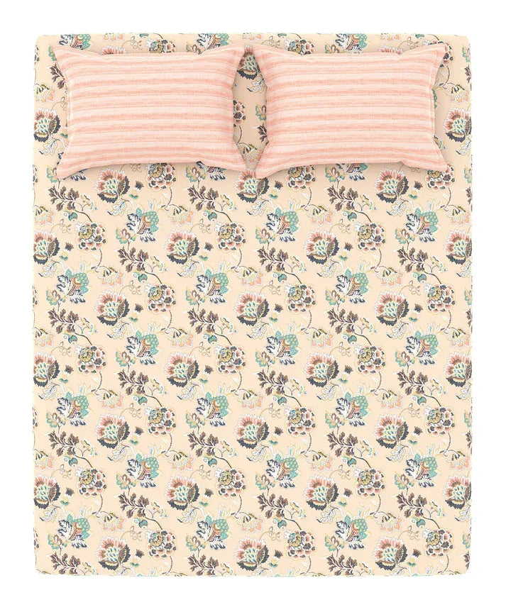 Enera Home Essential Collection Nayra Peach Color King Size Bedsheet Set - enera