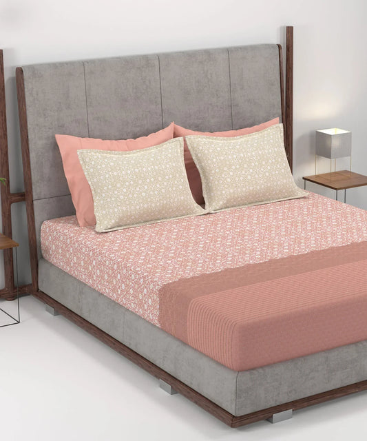Enera Home Essential Collection Emaar Red Color King Size Bedsheet Set - enera