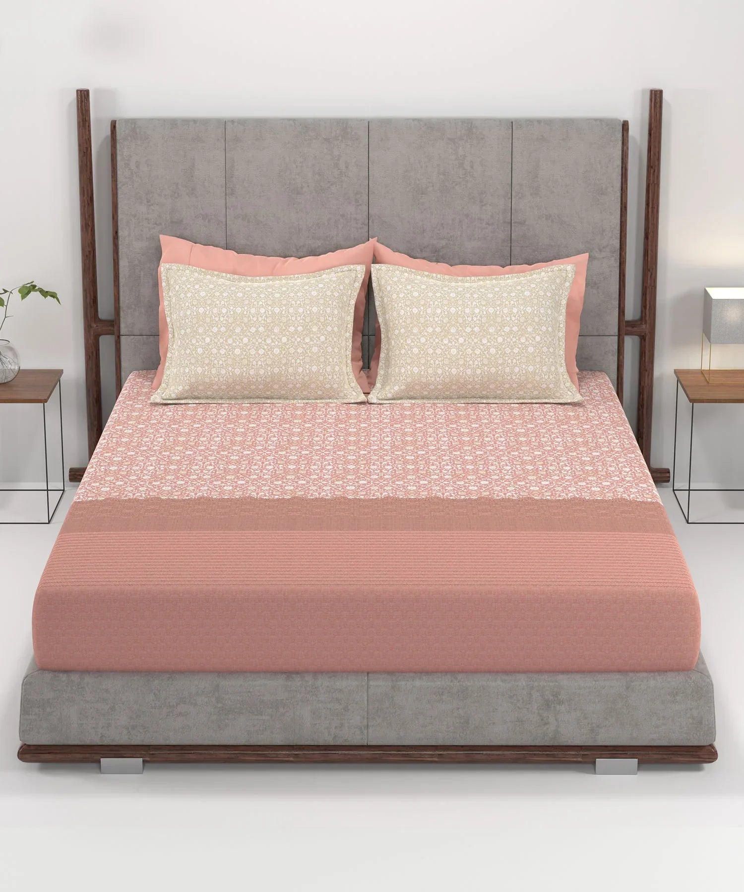 Enera Home Essential Collection Emaar Red Color King Size Bedsheet Set - enera