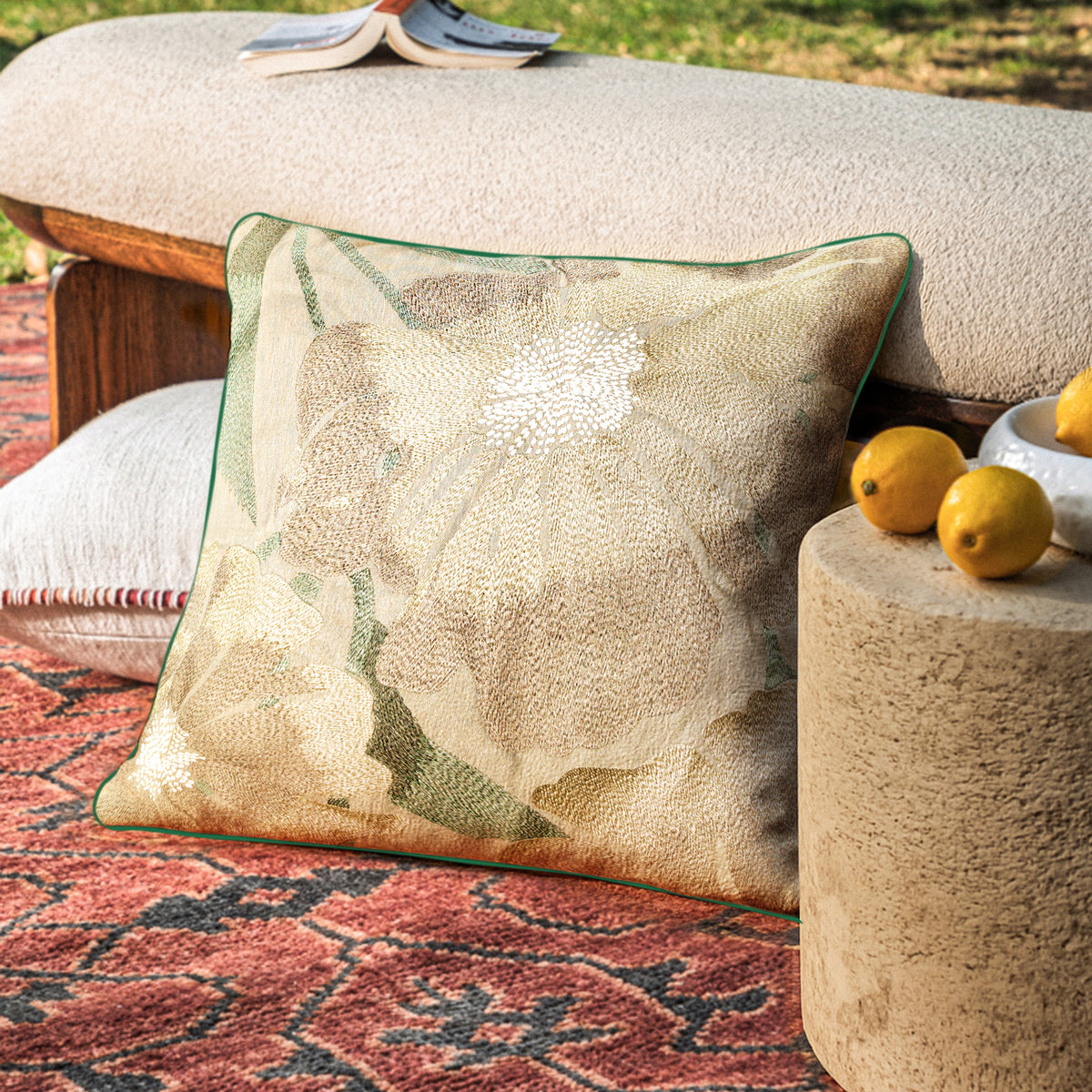 Marc Flower Brown 16x16 Cushion Cover