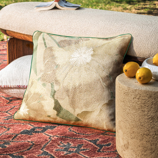 Marc Flower Brown 16x16 Cushion Cover