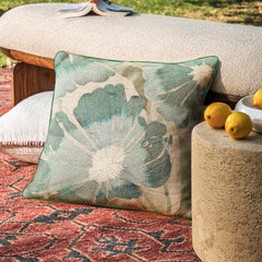 Marc Flower Aqua 16x16 Cushion Cover