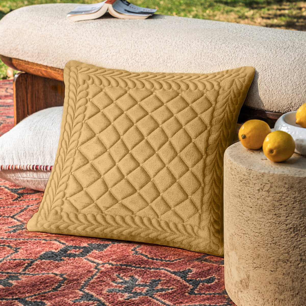 Marc Quilted Diamond Brown 16x16 Cushion Cover