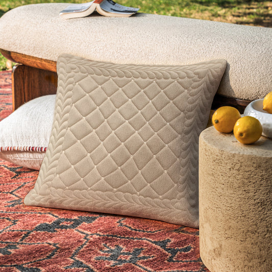 Marc Quilted Diamond Cream 16x16 Cushion Cover