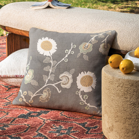 Marc Floral Dark Grey 16x16 Cushion Cover