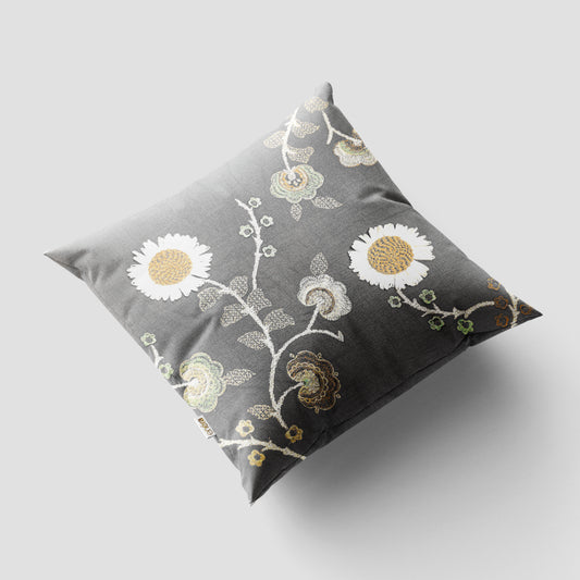 Marc Floral Dark Grey 16x16 Cushion Cover