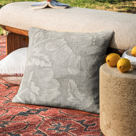Marc Leaf Floral Grey 16x16 Cushion Cover