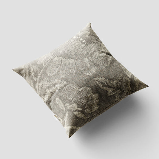Marc Leaf Floral Grey 16x16 Cushion Cover
