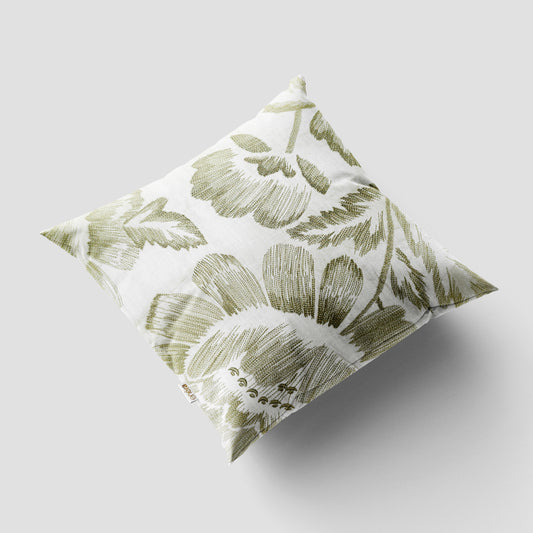 Marc Leaf Floral White 16x16 Cushion Cover