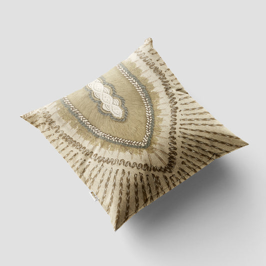 Marc Boho Ethenic Ivory Cream 16x16 Cushion Cover