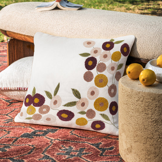 Marc Thred Flower White 16x16 Cushion Cover