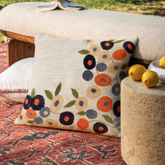 Marc Thred Flower Work Grey 16x16 Cushion Cover