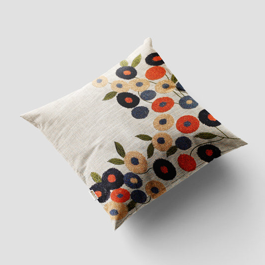 Marc Thred Flower Work Grey 16x16 Cushion Cover