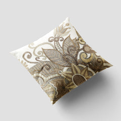 Marc Abstract Floral White Brown 16x16 Cushion Cover