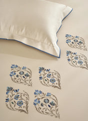 Ebury Birch Embroidered 100% Cotton King Size Bedsheet Set with 2 Pillow Covers