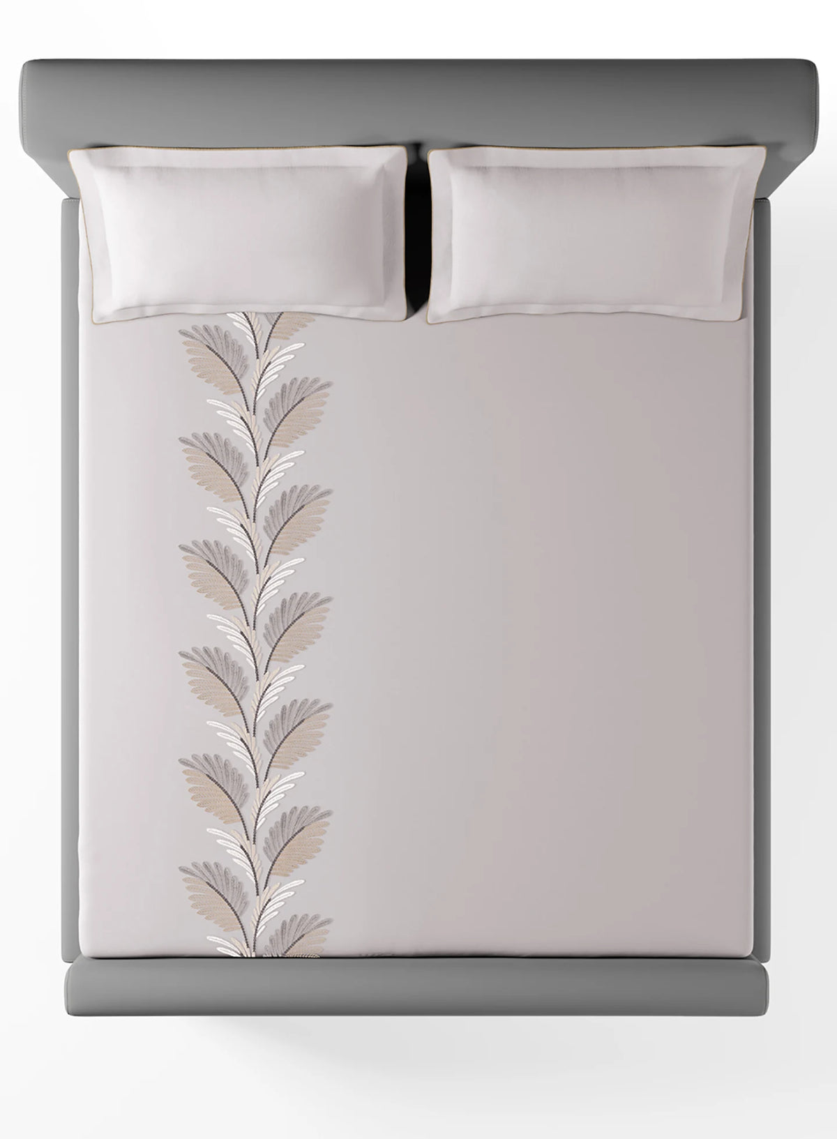 Liana New Grey Embroidered 100% Cotton King Size Bedsheet Set with 2 Pillow Covers