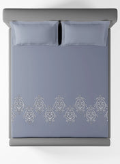 Sansar Embroidered 100% Cotton King Size Bedsheet Set with 2 Pillow Covers – Kelstone Denim