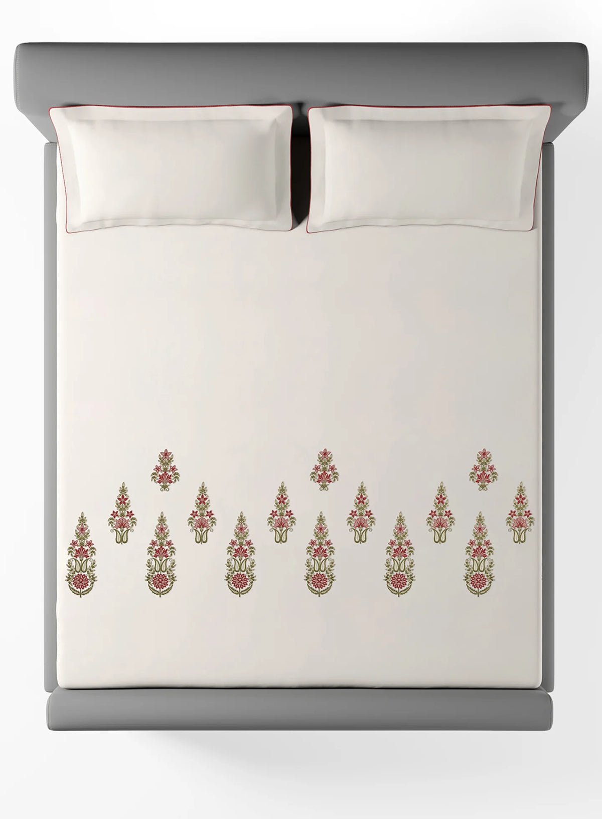 Maybury Marshamallow Embroidered 100% Cotton King Size Bedsheet Set with 2 Pillow Covers
