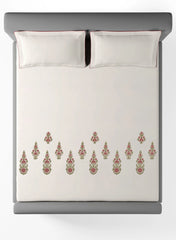 Maybury Marshamallow Embroidered 100% Cotton King Size Bedsheet Set with 2 Pillow Covers