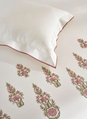 Maybury Marshamallow Embroidered 100% Cotton King Size Bedsheet Set with 2 Pillow Covers