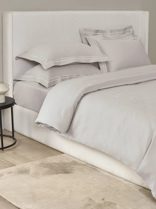 Sansar Elsie 100% Cotton King Size Bedsheet Set with 2 Pillow Covers – Pebble