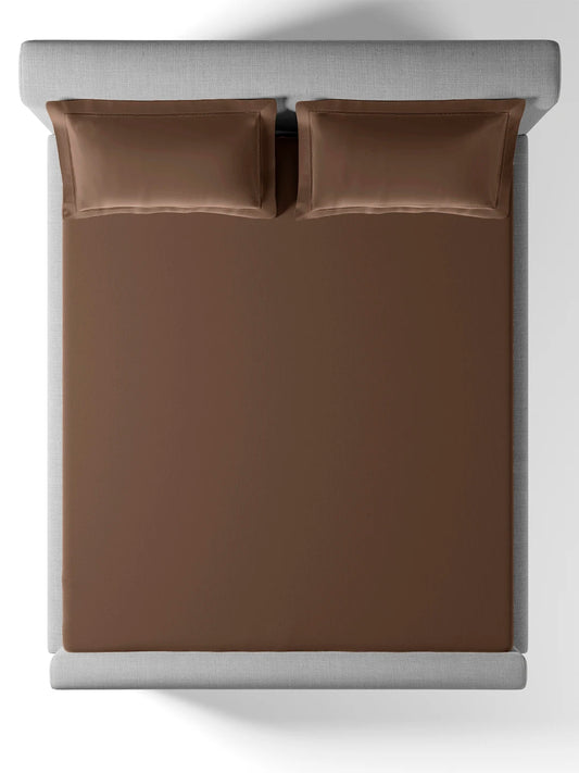 Sansar Bask 100% Cotton King Size Bedsheet Set with 2 Pillow Covers – Cocoa