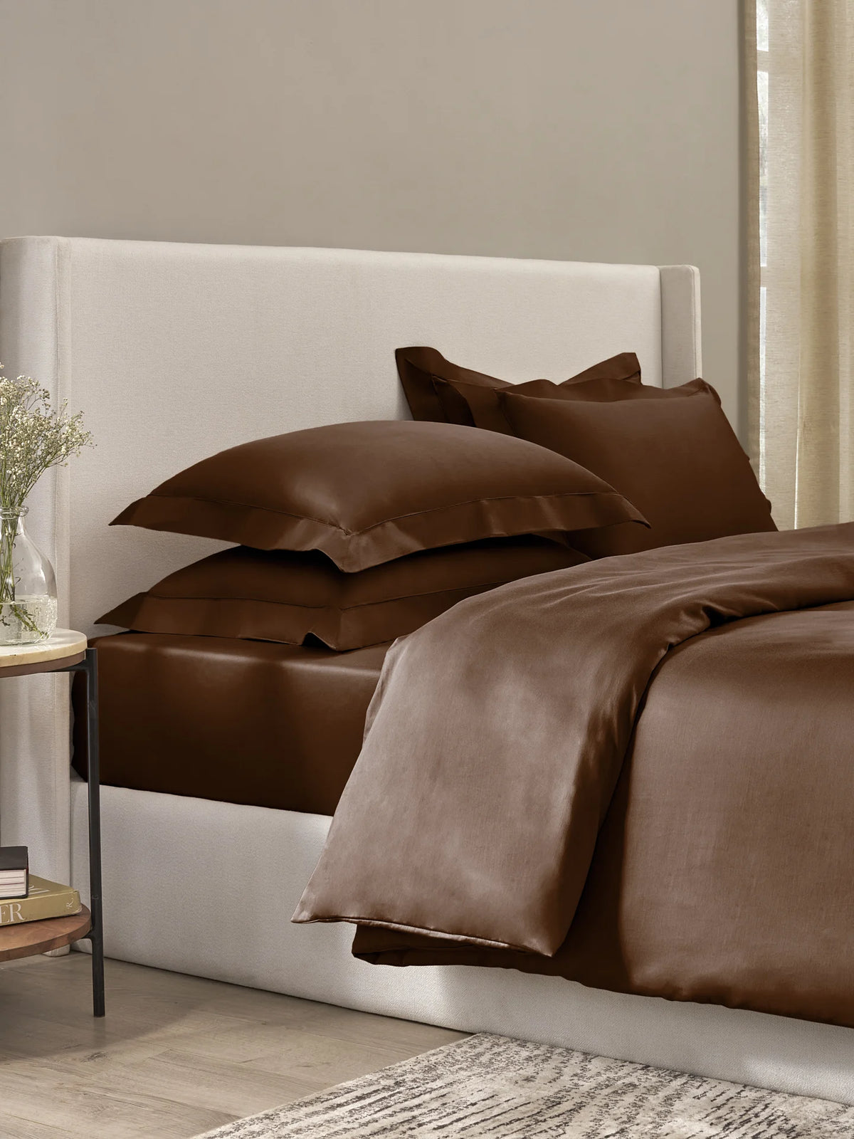 Bask Cocoa 100% Cotton King Size Bedsheet Set with 2 Pillow Covers